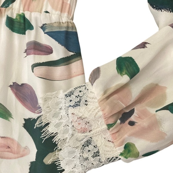 Stone Cold Fox Silk floral Off One Shoulder Maxi Dress with Lace detailing Rare - Picture 9 of 16